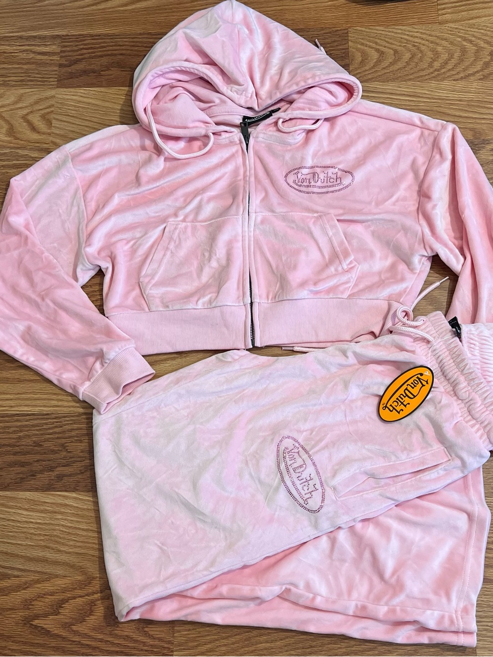 Y2K Pink Two Piece Velour Set Brand New Size Medium